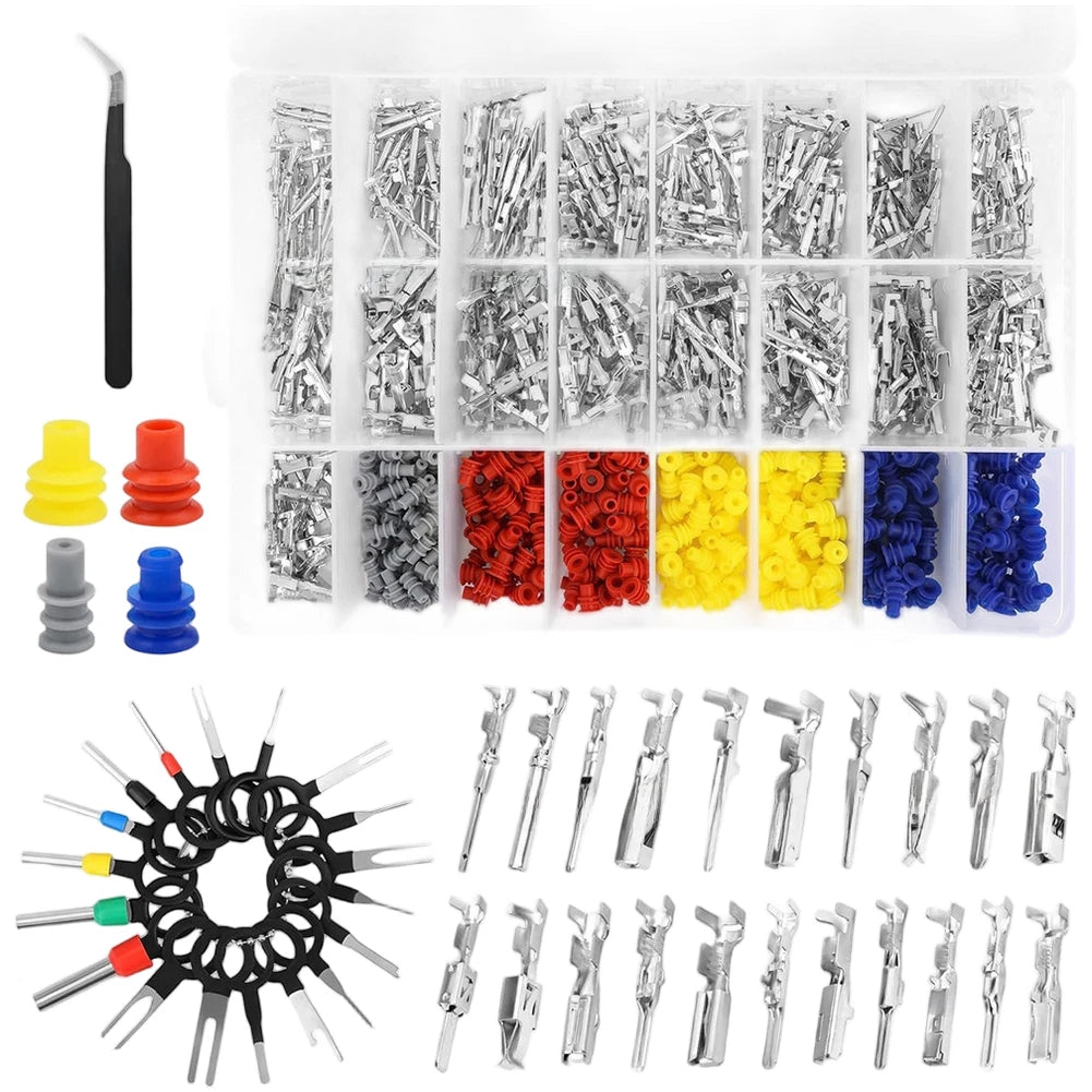Automotive Terminal Connectors 984PCS Kit Male Female Crimp Pins with Tool