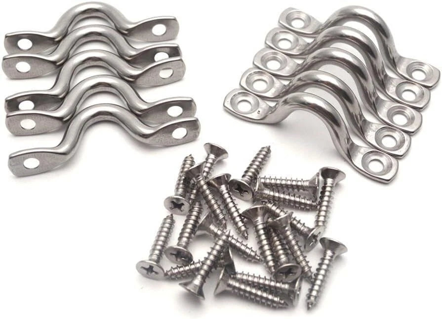 20 PCS Stainless Steel Bimini Boat Top Pad Eye Tie Down Straps