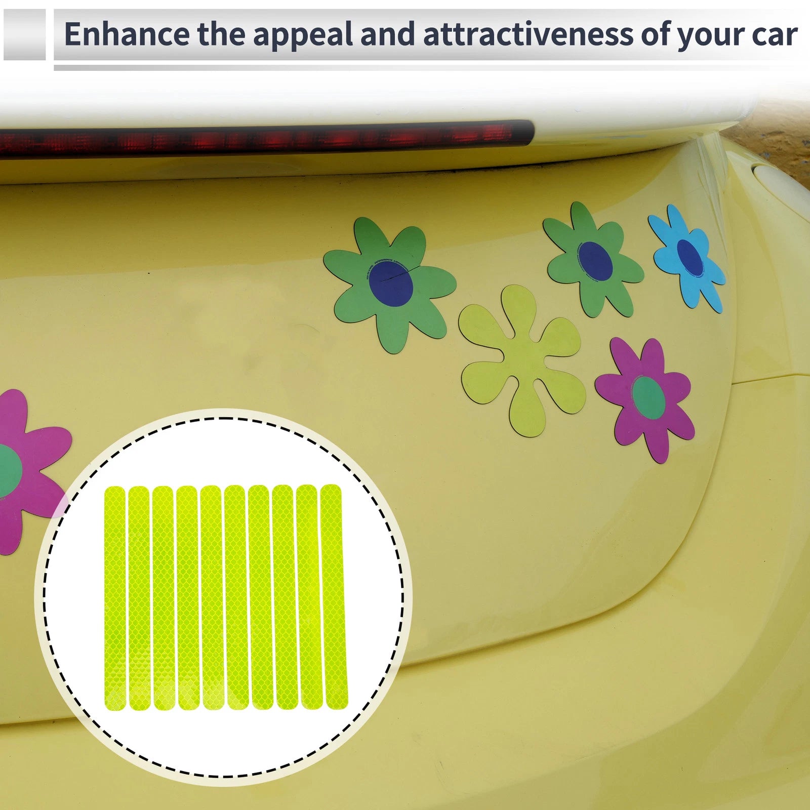 Reflective Bumper Decal for - Fluorescent Green Diamond Grid