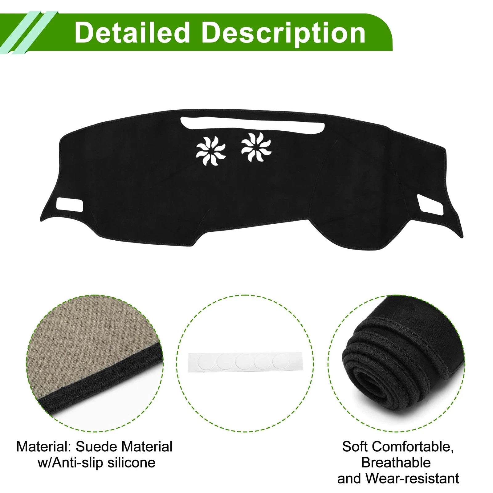 Dashboard Dash Cover Mat Sun Protector for Audi Q3 (2019–2022) Black