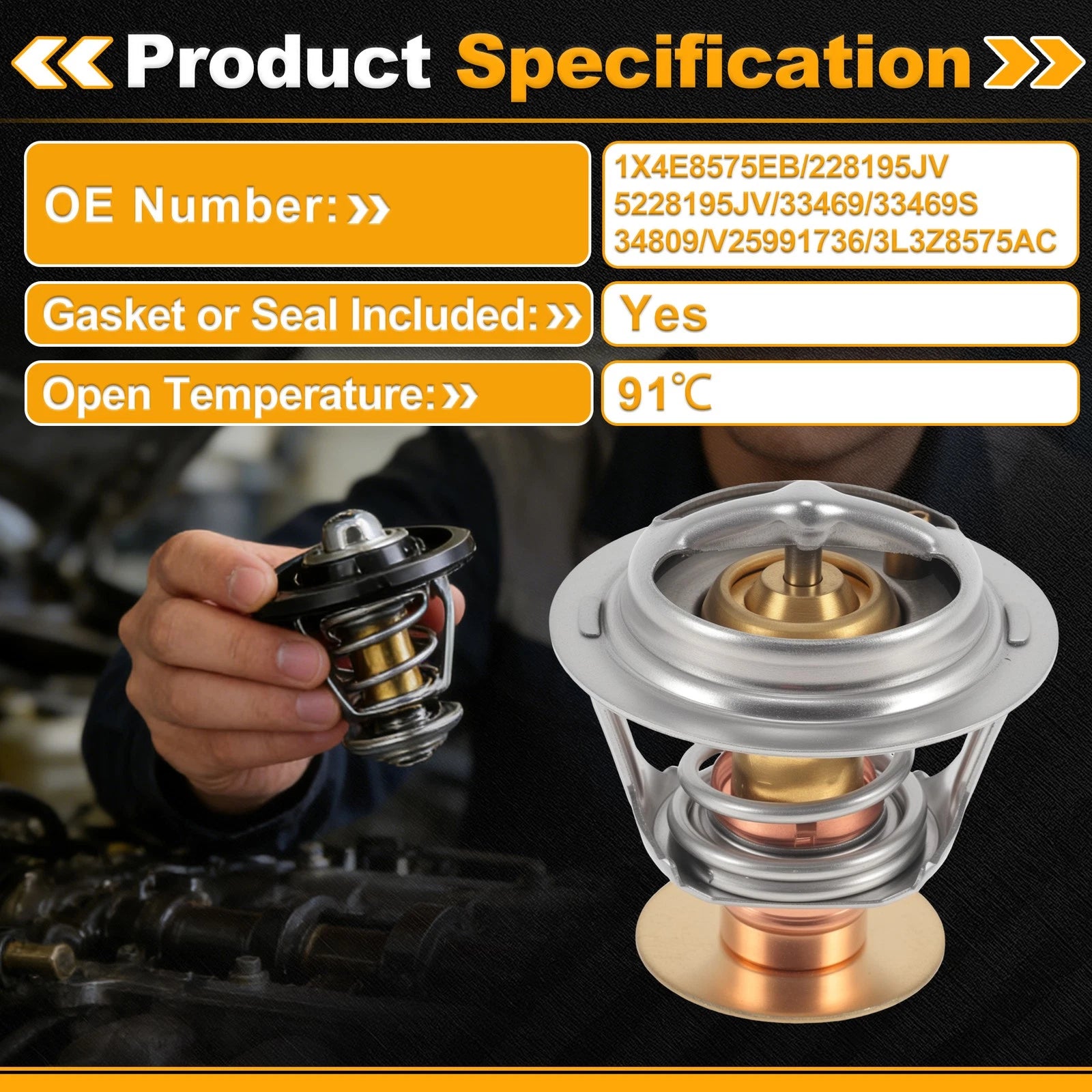 Engine Coolant Thermostat Replacement for Cadillac Escalade 1999–2000 with Seal