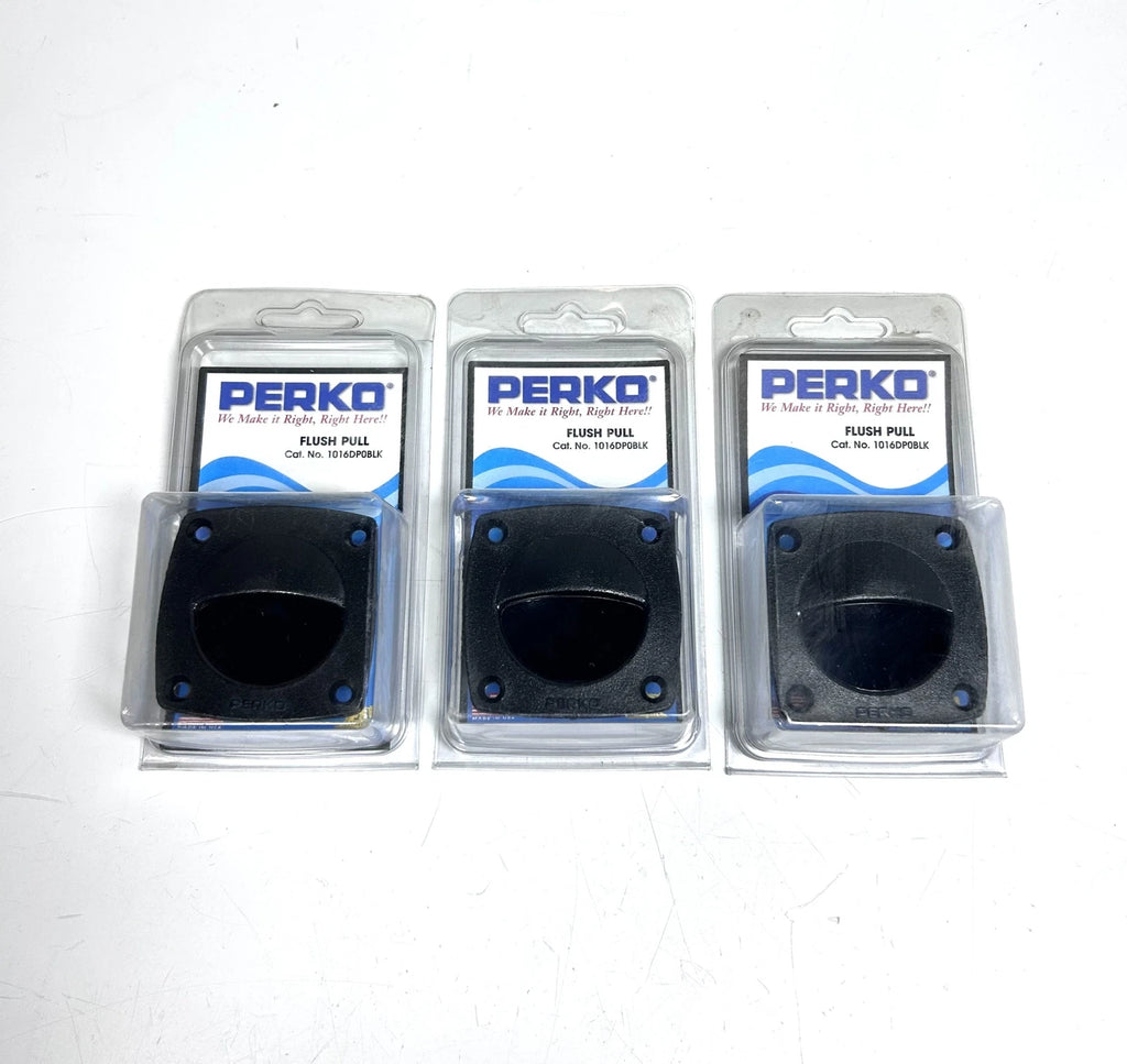 Set of 3 Perko 1016DP0BLK Black Plastic Flush Pulls 2.25'' x 2.25''