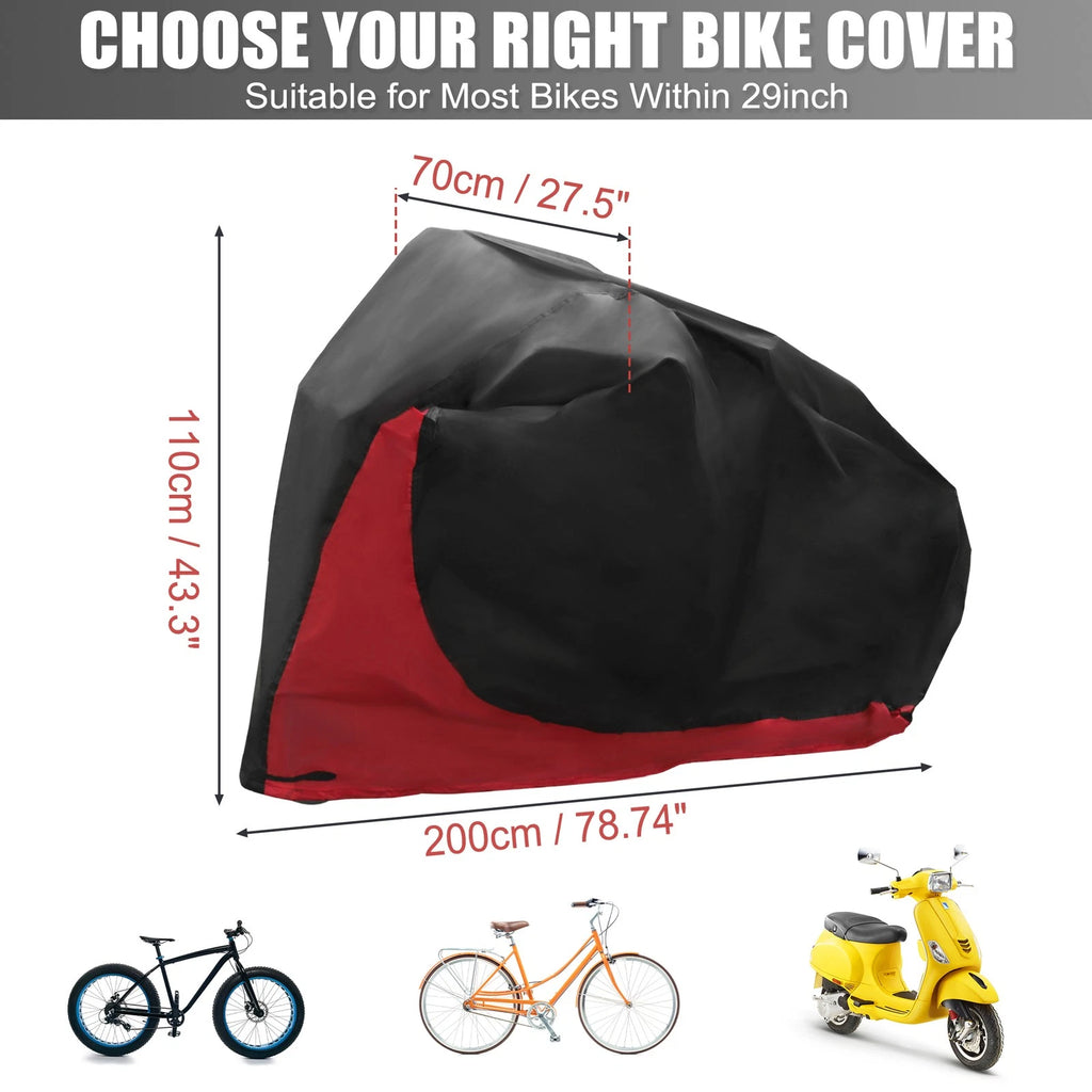 Waterproof Bike Cover for 1 Bicycle Red Rain Sun Dust Protector (Bicycle)