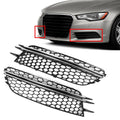 2X Honeycomb Front Bumper Fog Light Grille for Audi A6 C7 (2012–2015)