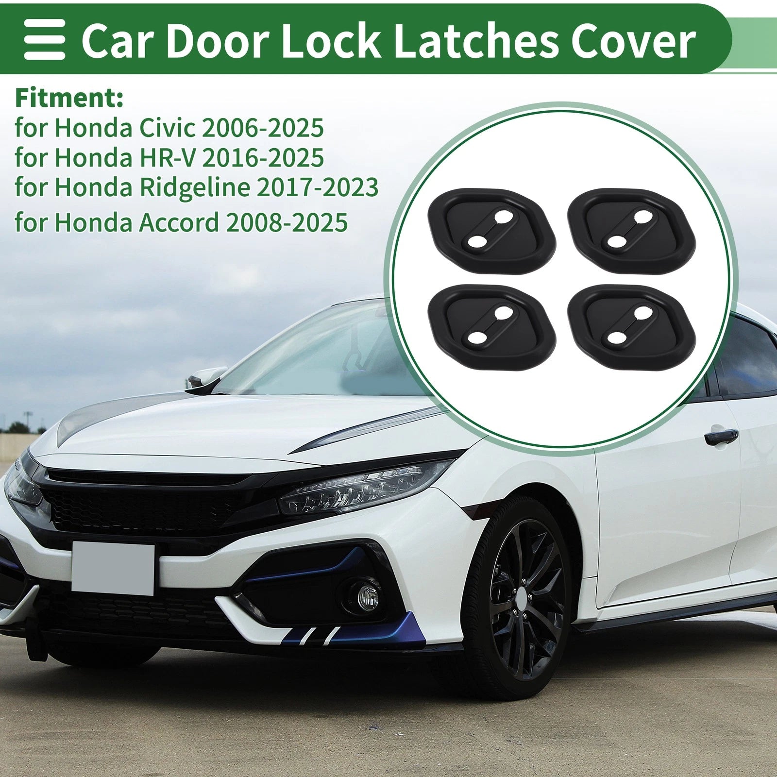 Car Door Lock Latch Cover Front Set for Honda Civic (2006–2025) Plastic