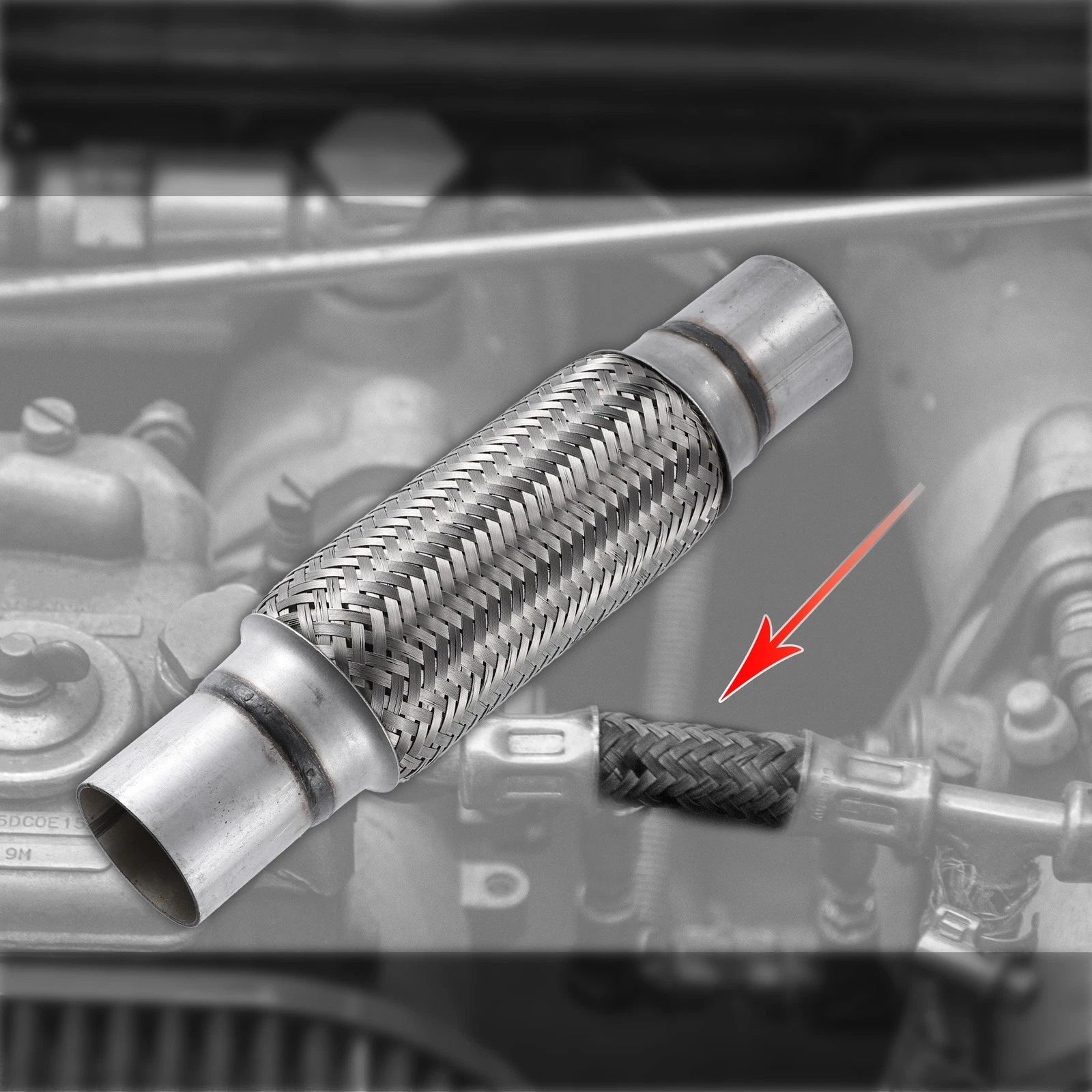 2" Exhaust Flex Pipe with Extension for Universal Applications