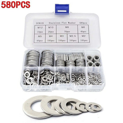 580PCS Copper Washer Gasket Set for Assorted Applications (M2–M12)