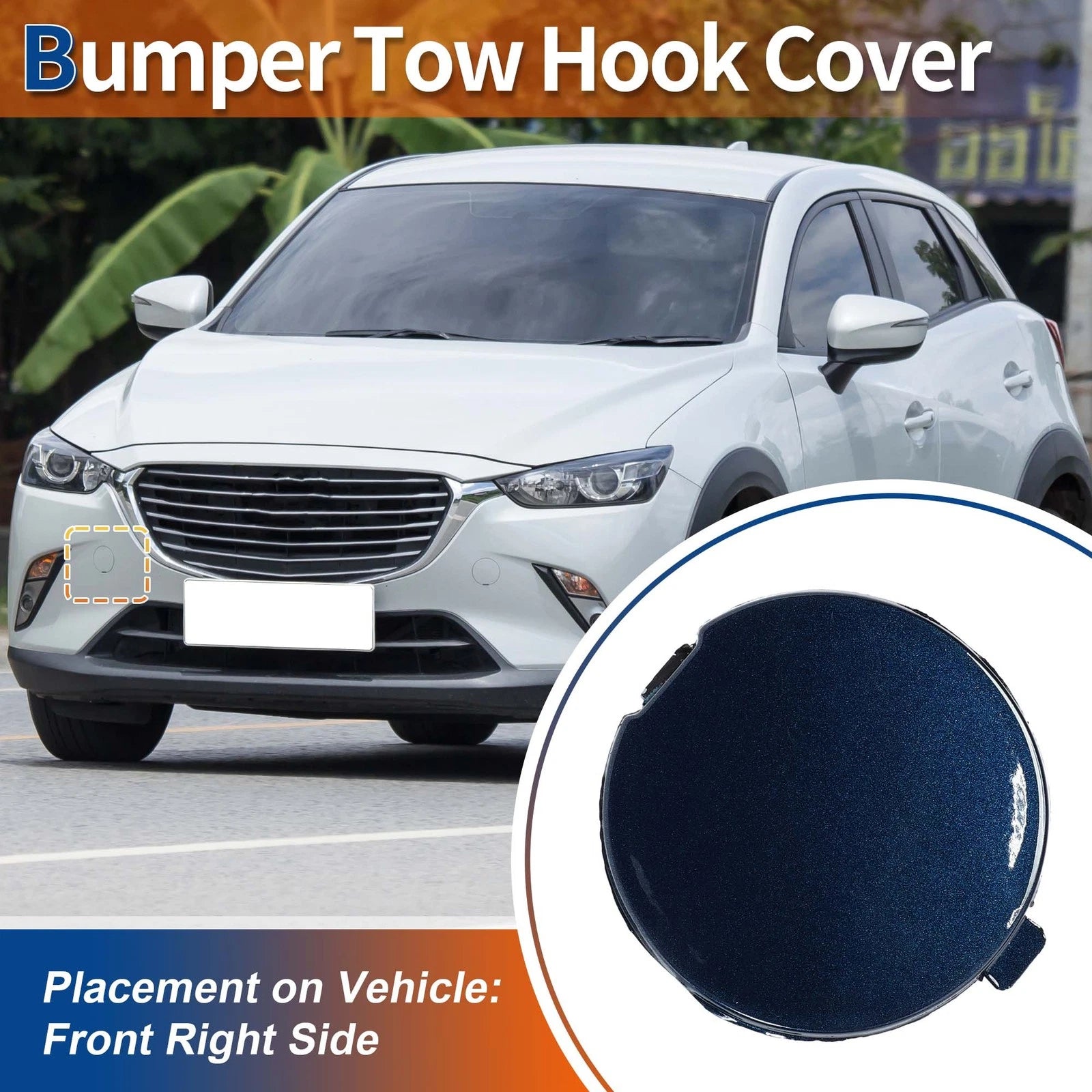 Front Tow Hook Cover Replacement for Mazda Eternal Blue (2013–2019)