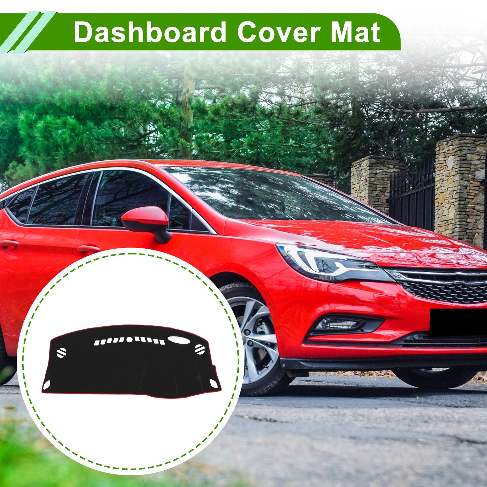Dash Cover for Opel Astra K (2016–2019) Polyester Black Red Edge 1Pc