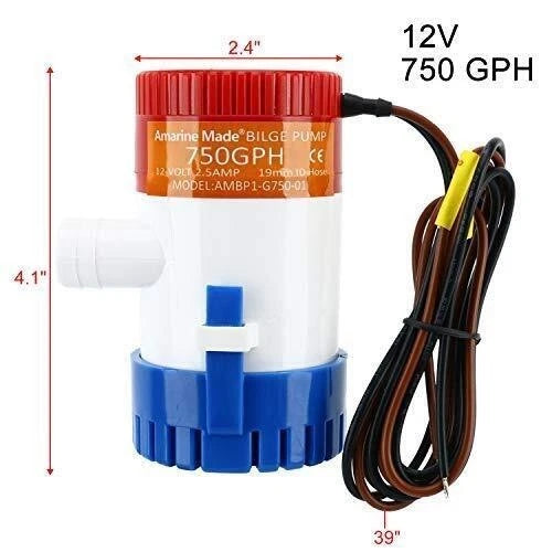 750GPH Submersible Bilge Pump for Boat RV Marine Pond Pool Fishing