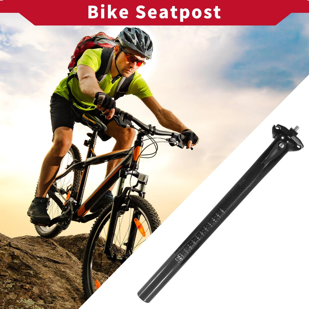 Seat Post 3K Gloss Black Replacement for Bicycle 27.2 x 350 mm (All)