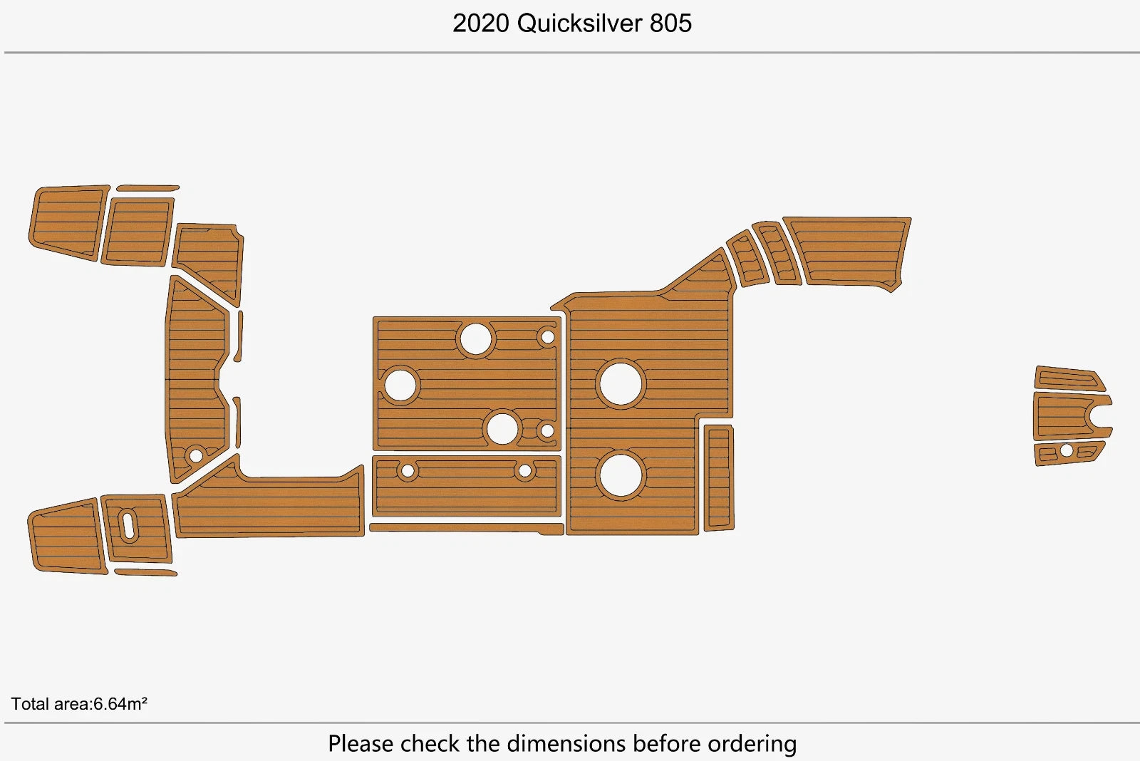 EVA Pads for Quicksilver 805 Cockpit Swim Platform (2020) - Faux Teak Flooring