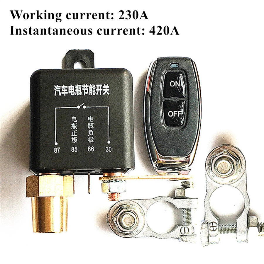 12V Battery Disconnect Relay Remote Control Kill Switch for Universal Use