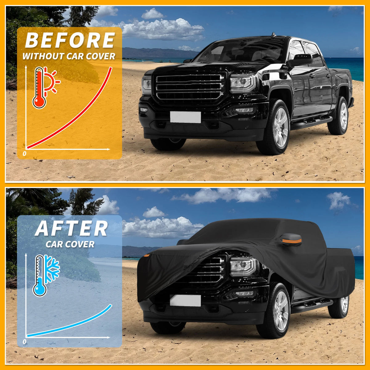 Waterproof Car Cover for GMC Sierra (190T-PU, Black)