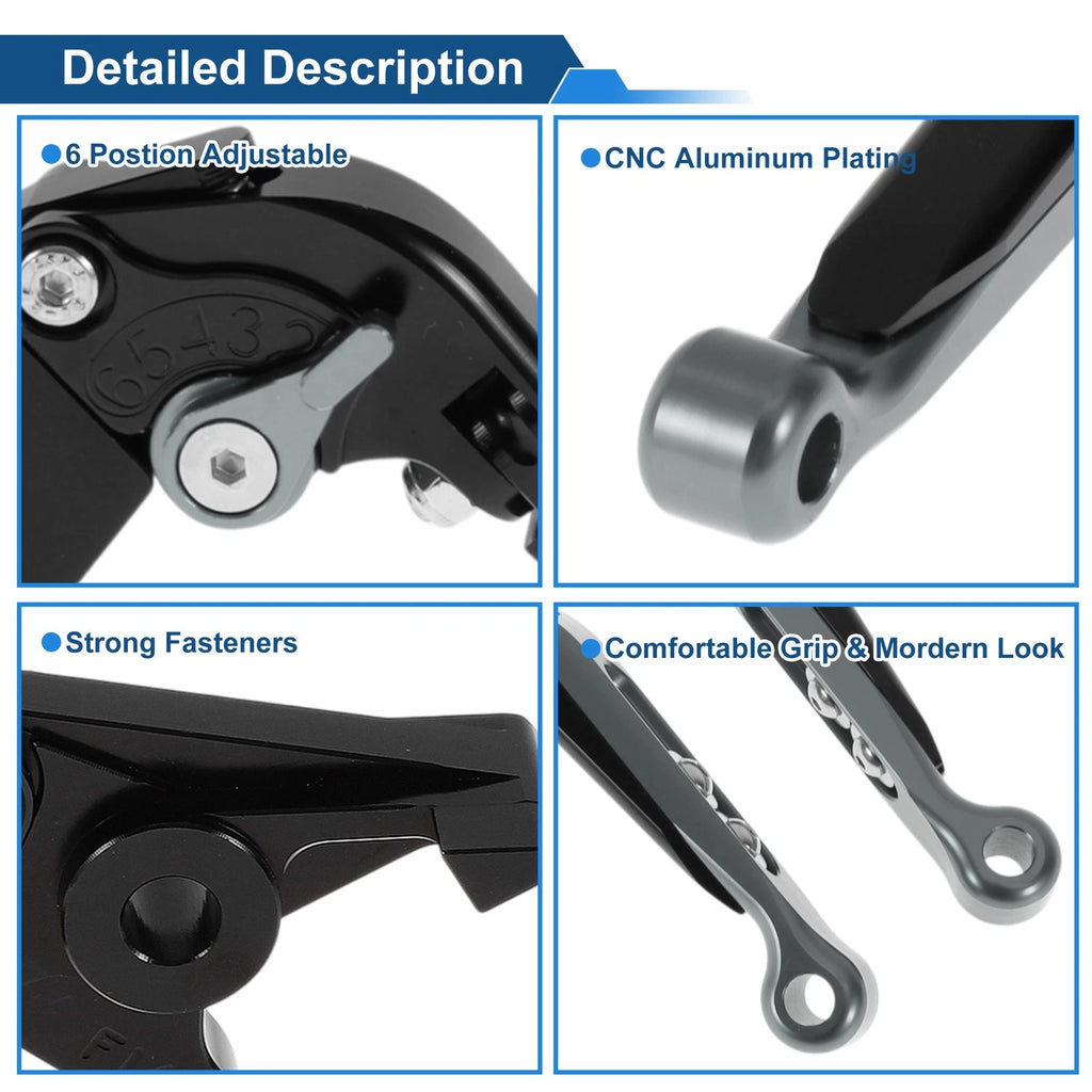 Adjustable Brake Clutch Levers for Kawasaki ER-5 (2004–2005) Black Titanium