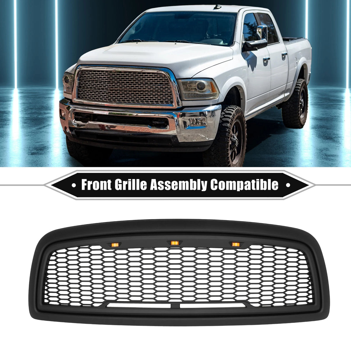 Front Grille Assembly with LED Lights for Dodge Ram 3500 (2010–2018)