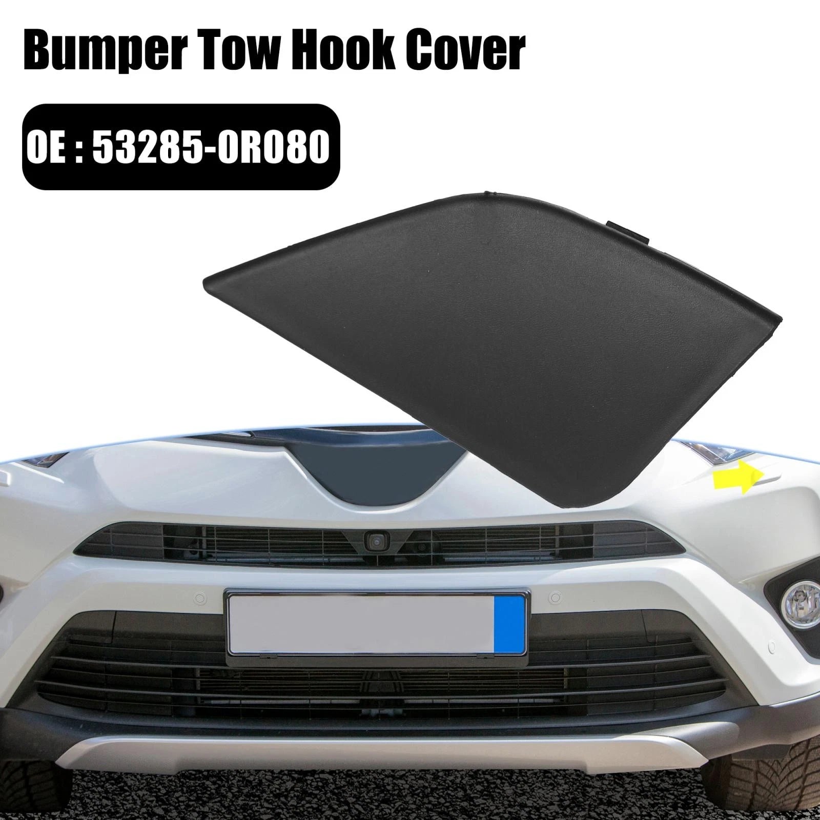 Right Front Tow Hook Cover Replacement for Toyota RAV4 (2016–2018) Black