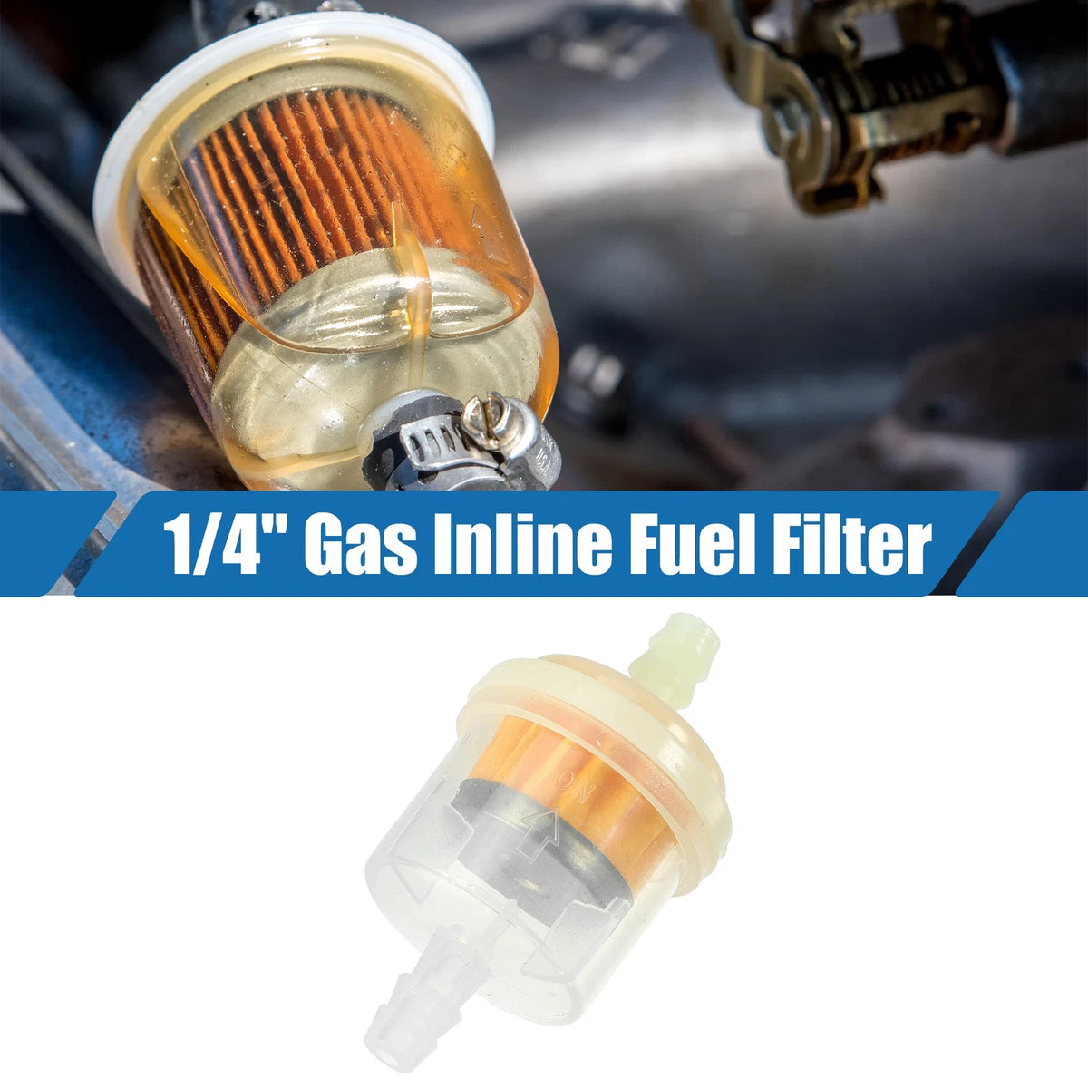 1/4 Inch Gas Inline Fuel Filter for Motorcycle ATV (Fits 2.17"x1.18")
