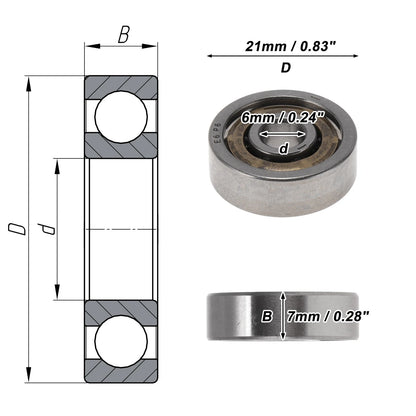 E6 Deep Groove Ball Bearings for Scooter Skateboard Wheel (6x21x7mm)