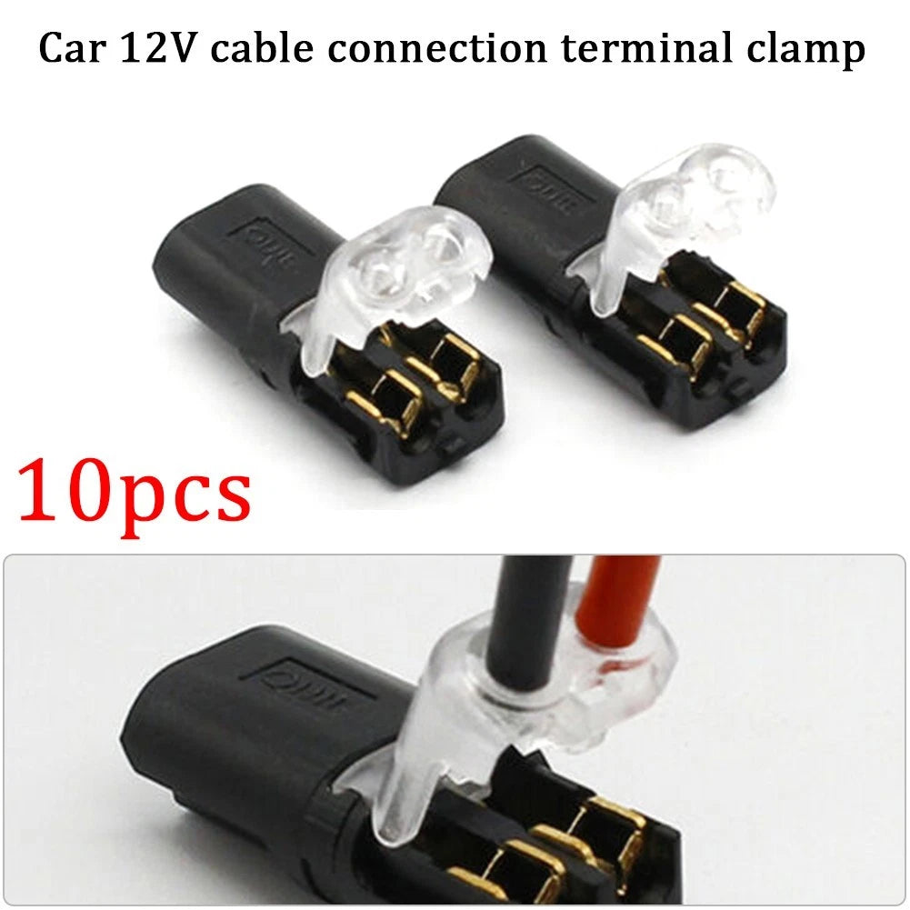 Set of 10 Cable Terminal Clamps for 12V Stranded Wire 2pin