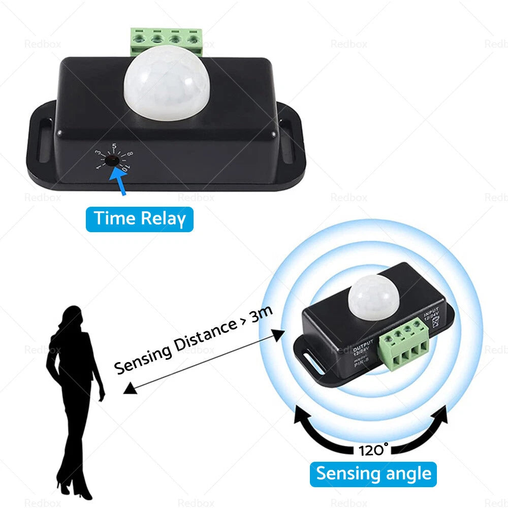 PIR Motion Sensor Switch for LED Light Strip (12V 24V) 136HG040-1X2
