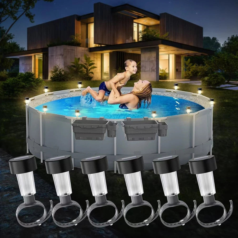 6pcs Outside Waterproof Solar Warm Lights Pool Accessories for Swimming Pool