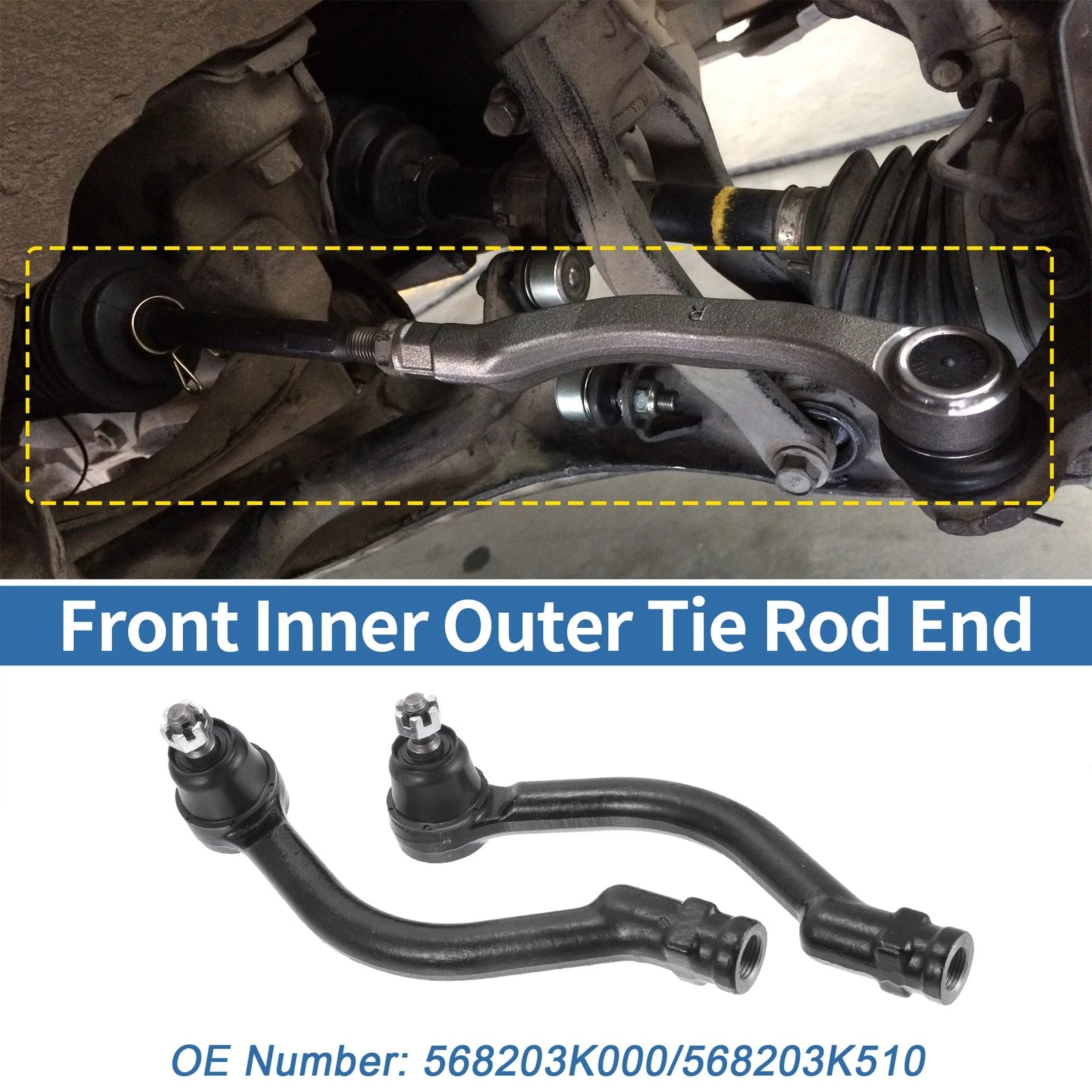 2pcs Front Outer Tie Rod End Links Replacement for Hyundai Azera (2006–2011)