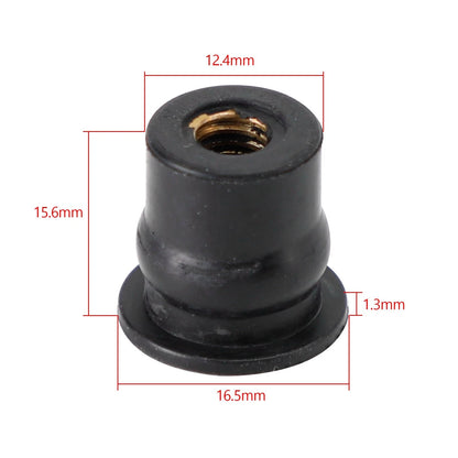 Set of 50 M6 Rubber Well Nuts for Windscreen & Fairing (Fits 13mm Hole)
