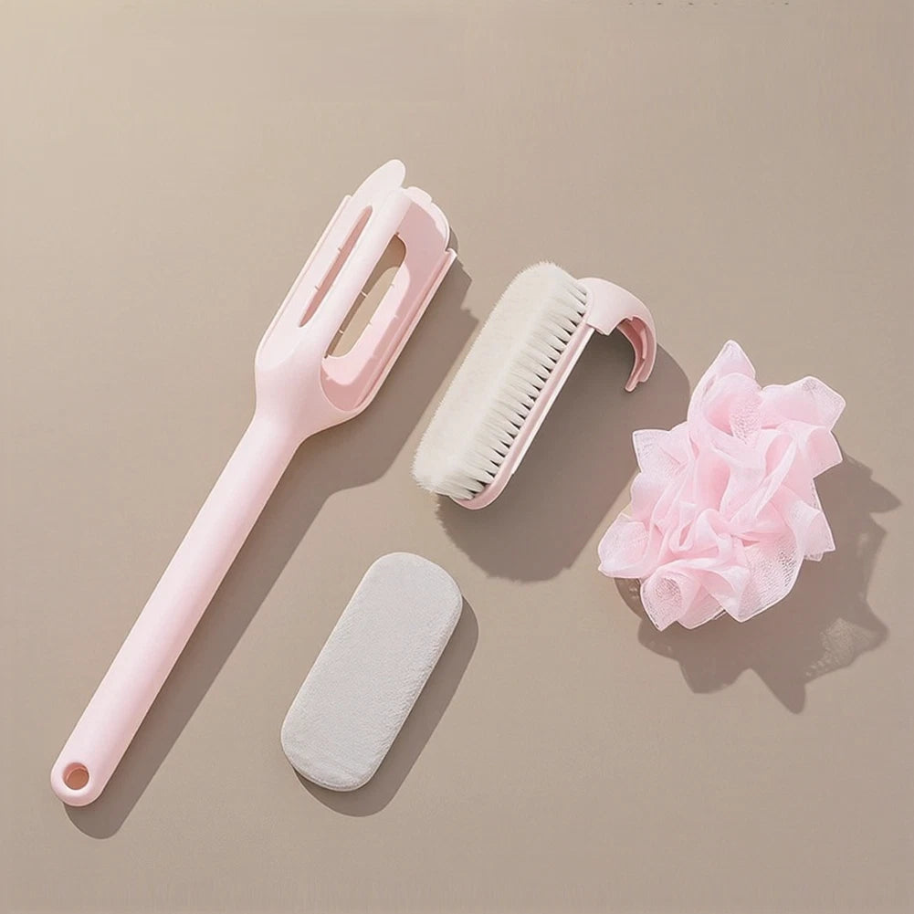 3X Soft Bristle Bath Brush Long Handle for Comfortable Bath Routine