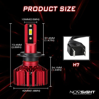 H7 LED Headlight Bulbs Conversion Kit for NOVSIGHT (10000LM, 60W)