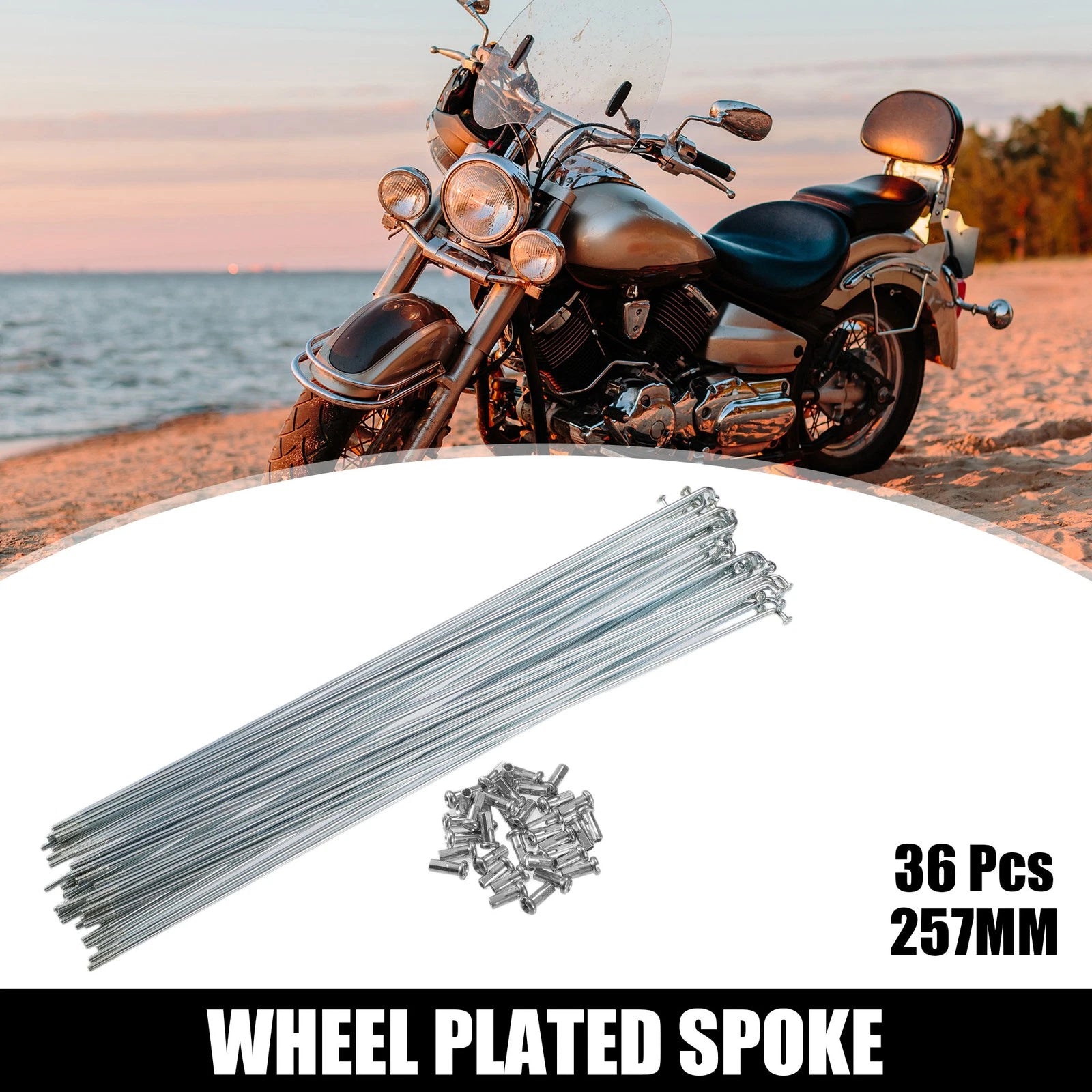 36 Pcs Bicycle Spokes 13G 257mm Galvanized with Nipples for Most Bikes