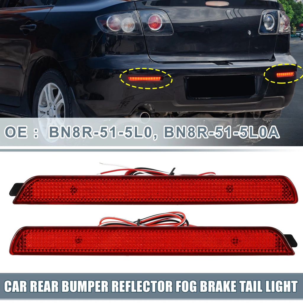 2PCS Rear Bumper Reflector LED Brake Tail Light for Mazda 3 (2005–2009)