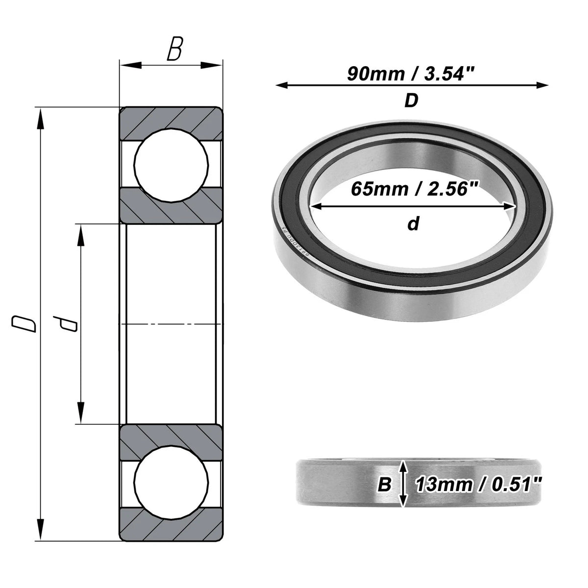 Deep Groove Ball Bearing 6913DDU for Scooter Skateboard Wheel (P5)
