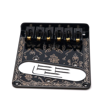 Black Retro 6-Saddle Bridge Control Plate for Fender Telecaster