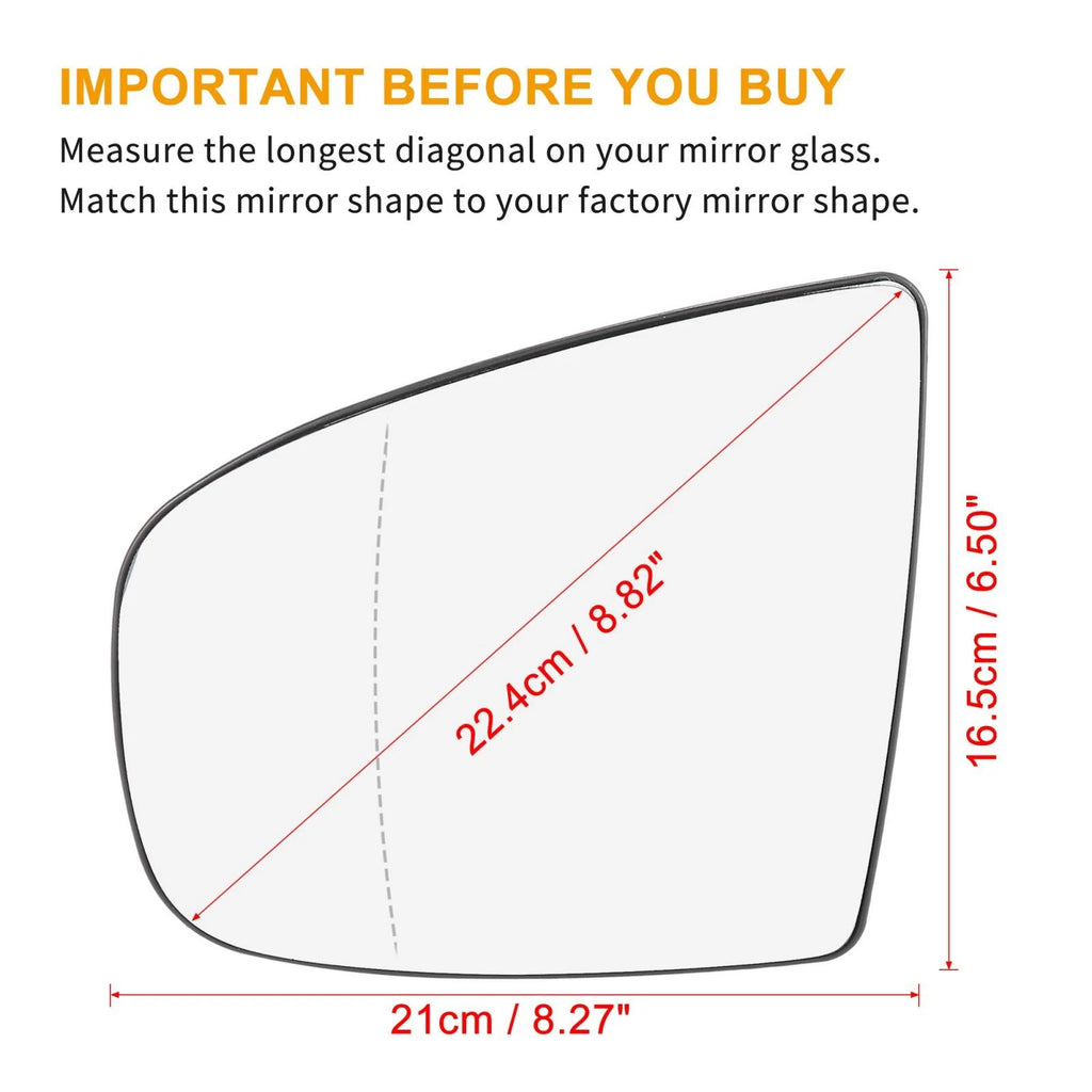 Heated Mirror Glass Replacement w Backing Left Side for BMW X5 X6 (2007–2013)