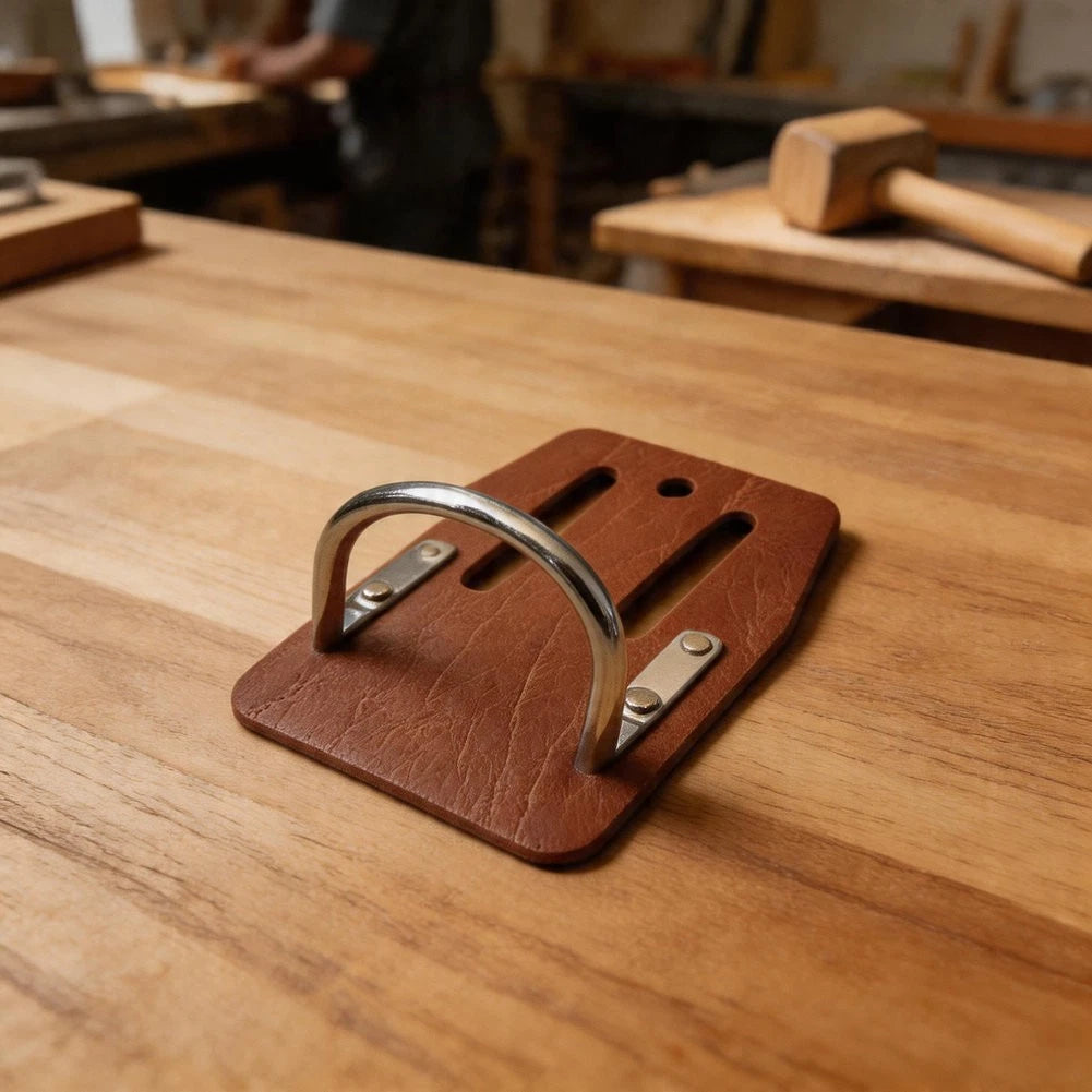 Cowhide Leather Waist Bag with Steel Hammer Ring for Quiet Movement