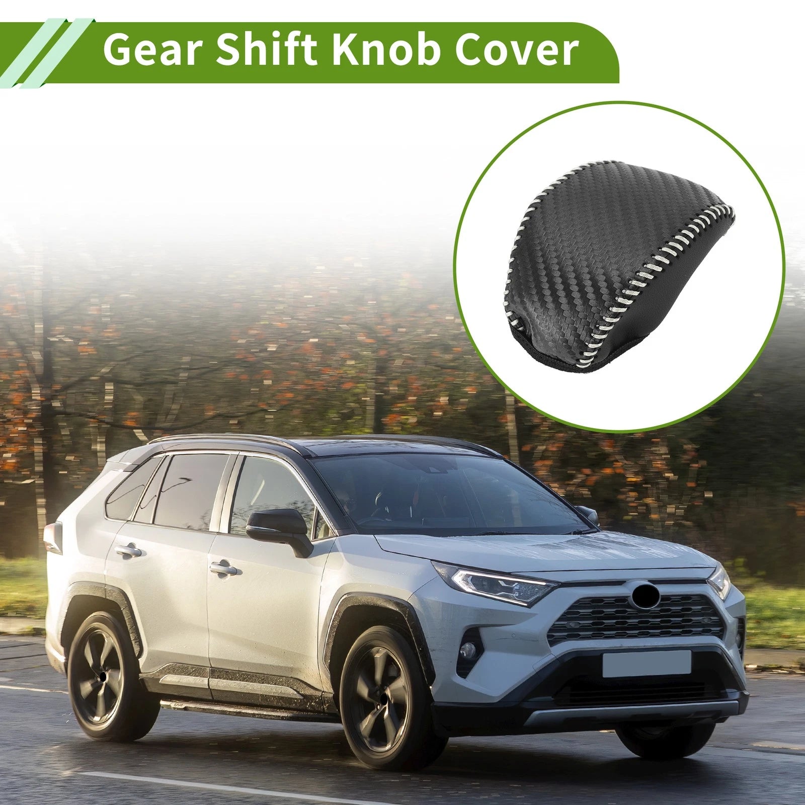 Gear Shift Knob Cover Replacement for Toyota RAV4 2019–2024 Black Carbon