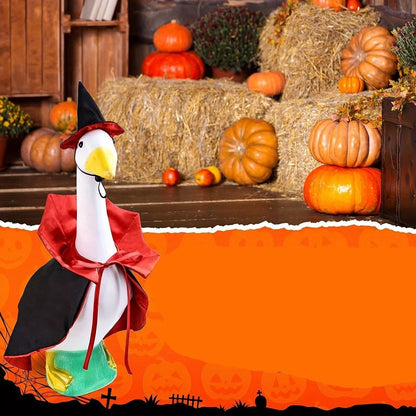 Halloween Costume Set for Lawn Geese with Black Hat and Red Cape