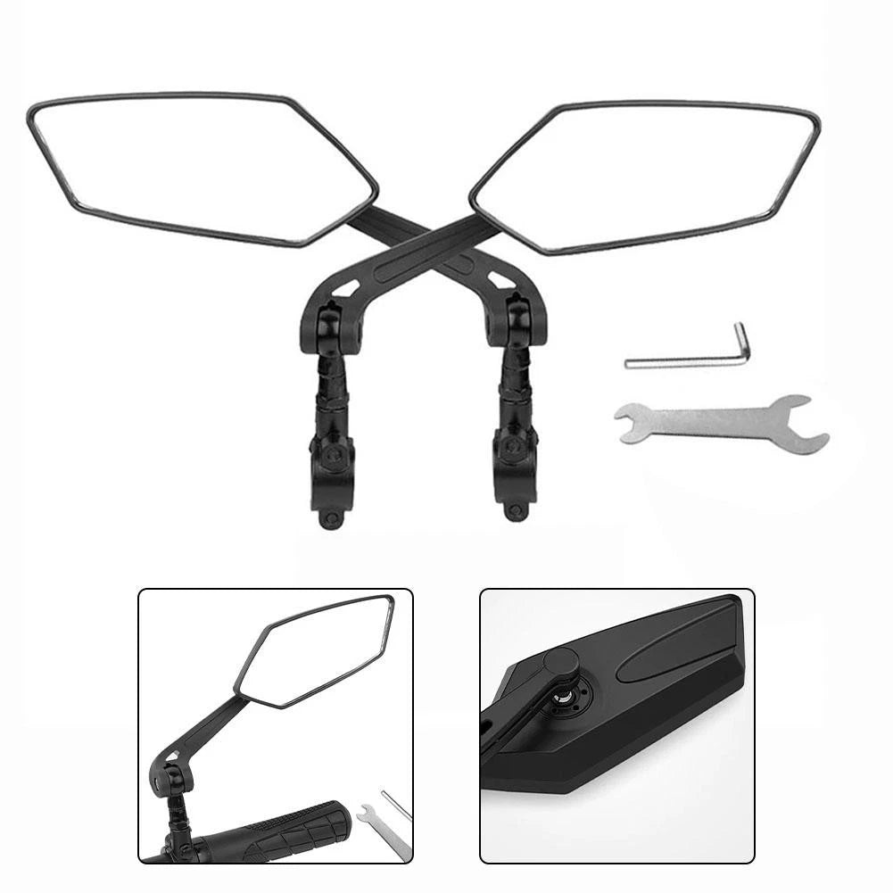 2Pcs Adjustable 360 Degree Bike Mirrors for Handlebar Mount