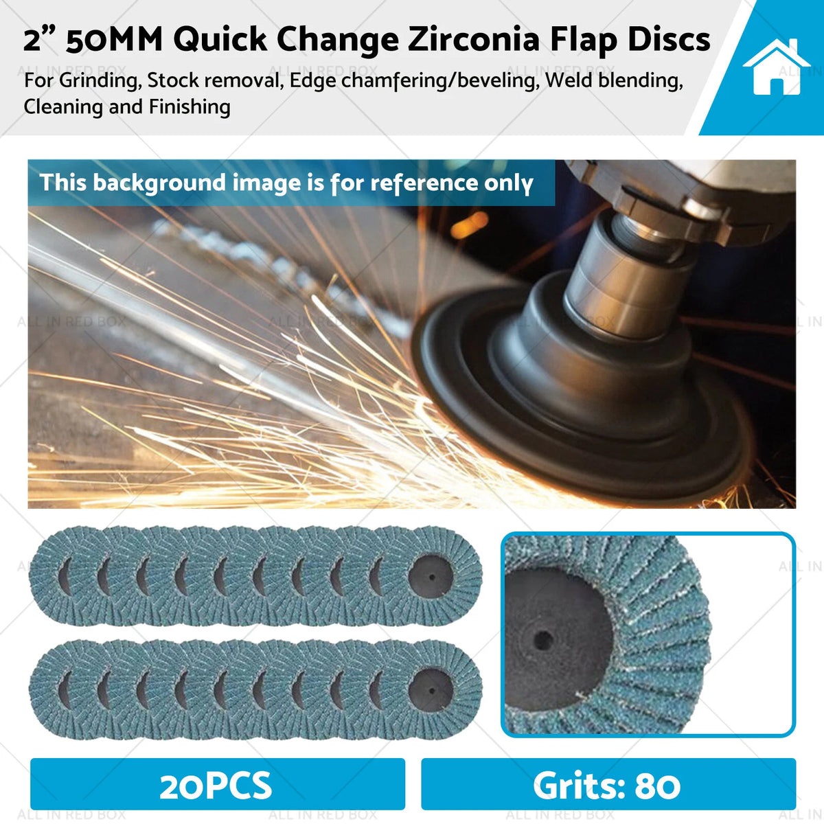 20X 2" 50MM Quick Change Zirconia Flap Discs for Metal Sanding