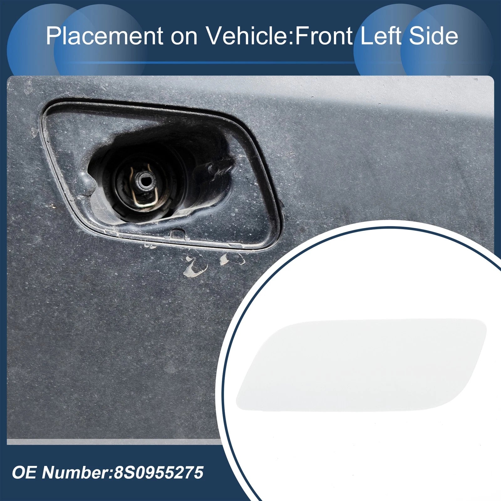 Front Left Washer Nozzle Cover Cap Replacement for Audi TT (2016–2023)
