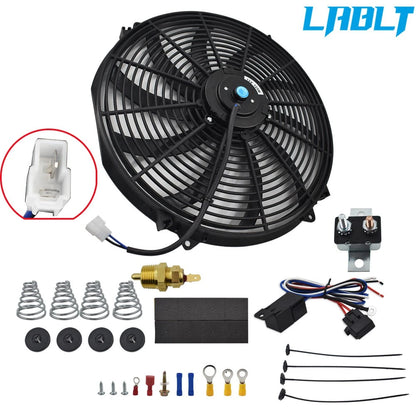 16" Electric Radiator Fan Kit 3000+CFM with Thermostat & Relay Switch (12V)