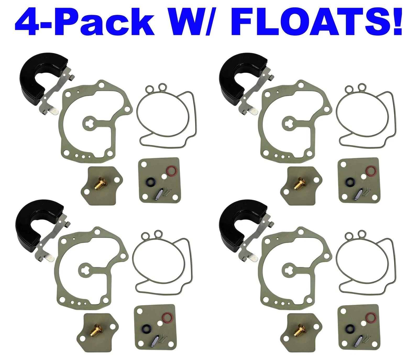 4-Pack Carb Repair Kit for Johnson Evinrude V4 V6 V8 Looper (439078 439079)
