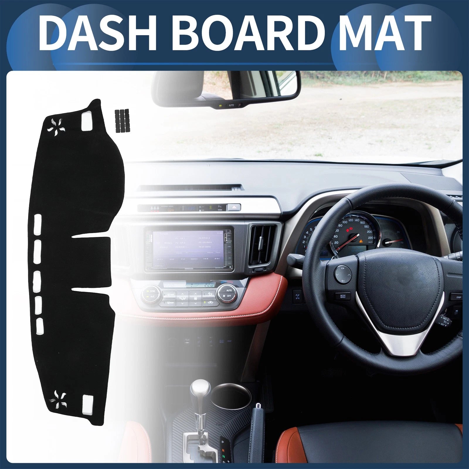 Dash Cover Mat Sun Protector for Toyota RAV4 2020–2024 Black 1 Set