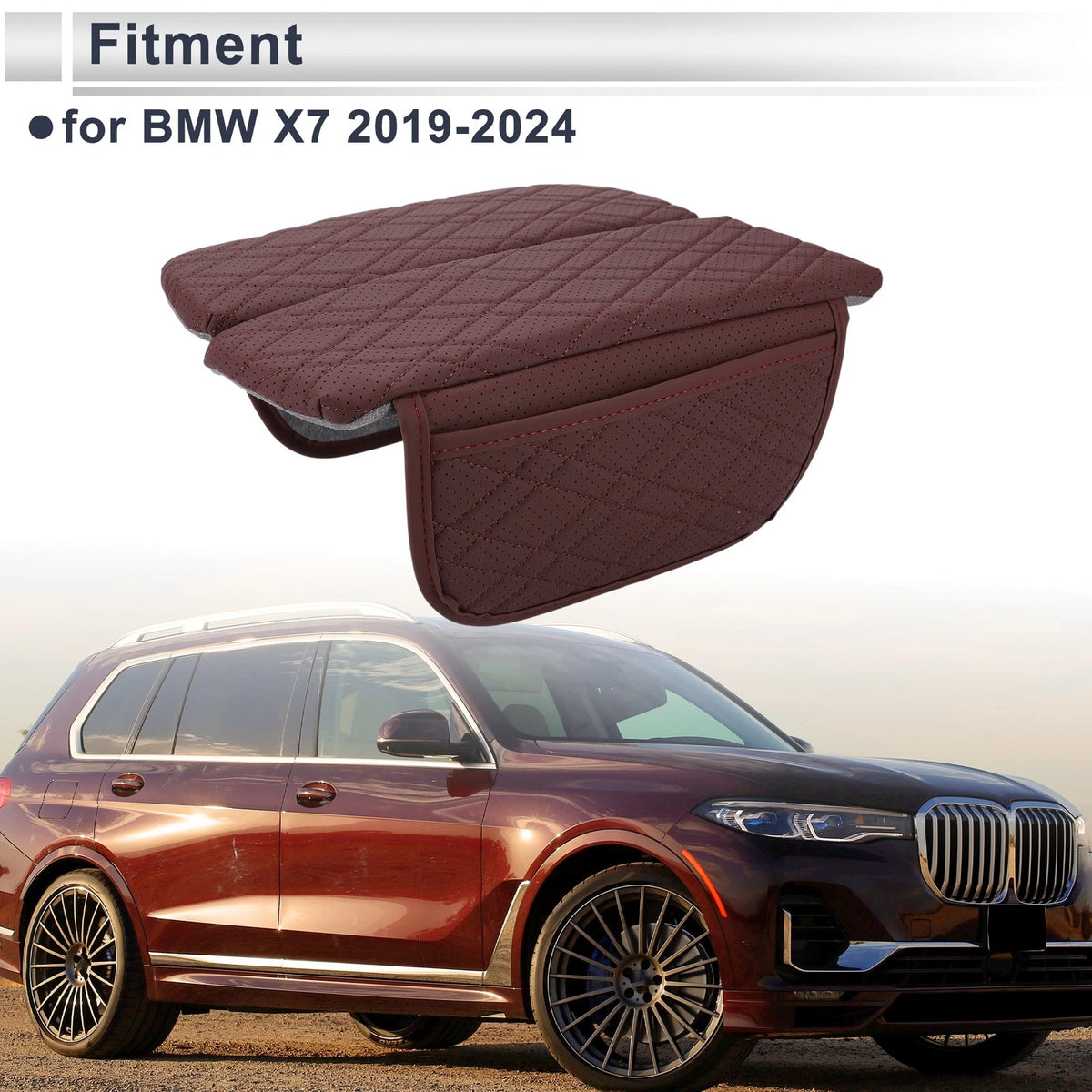 Center Console Cover with Storage Bag for BMW X7 (2019–2024) Dark Red