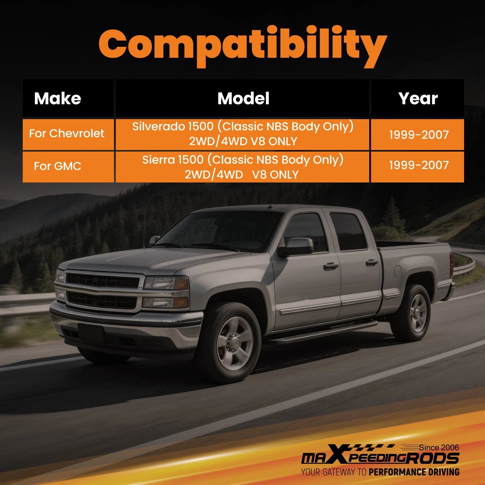 3" Front Lowering Coil Springs Drop Kit for Chevrolet Silverado 1500 (1999–2007)