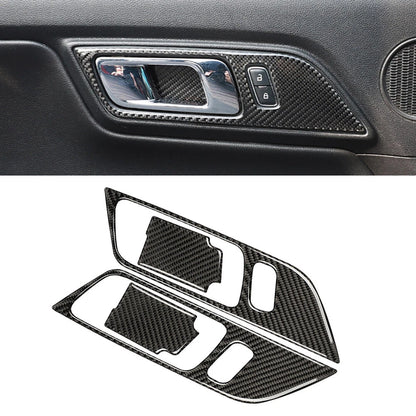 Carbon Fiber Interior Door Handle Cover Trim Kit for Ford Mustang (2015–2020)