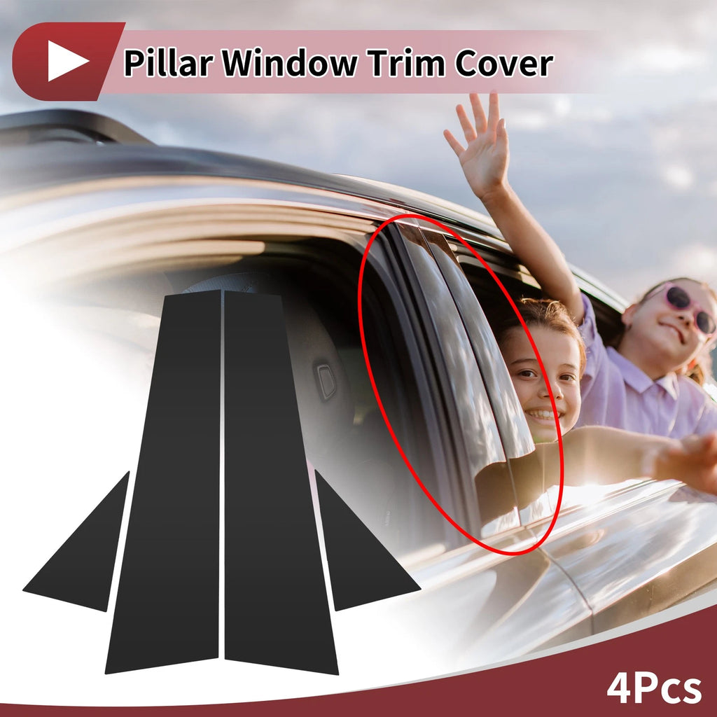 4 Pcs Door Pillar Window Trim Replacement for Audi A4 (2003–2013) Black
