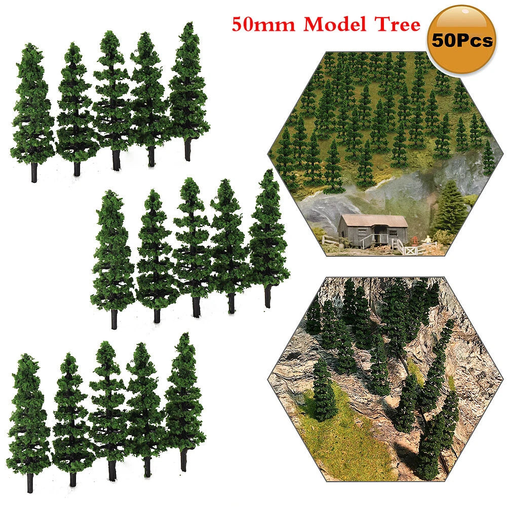 50pcs 1.96" Model Trees for Diorama Wargame Railroad Scenery