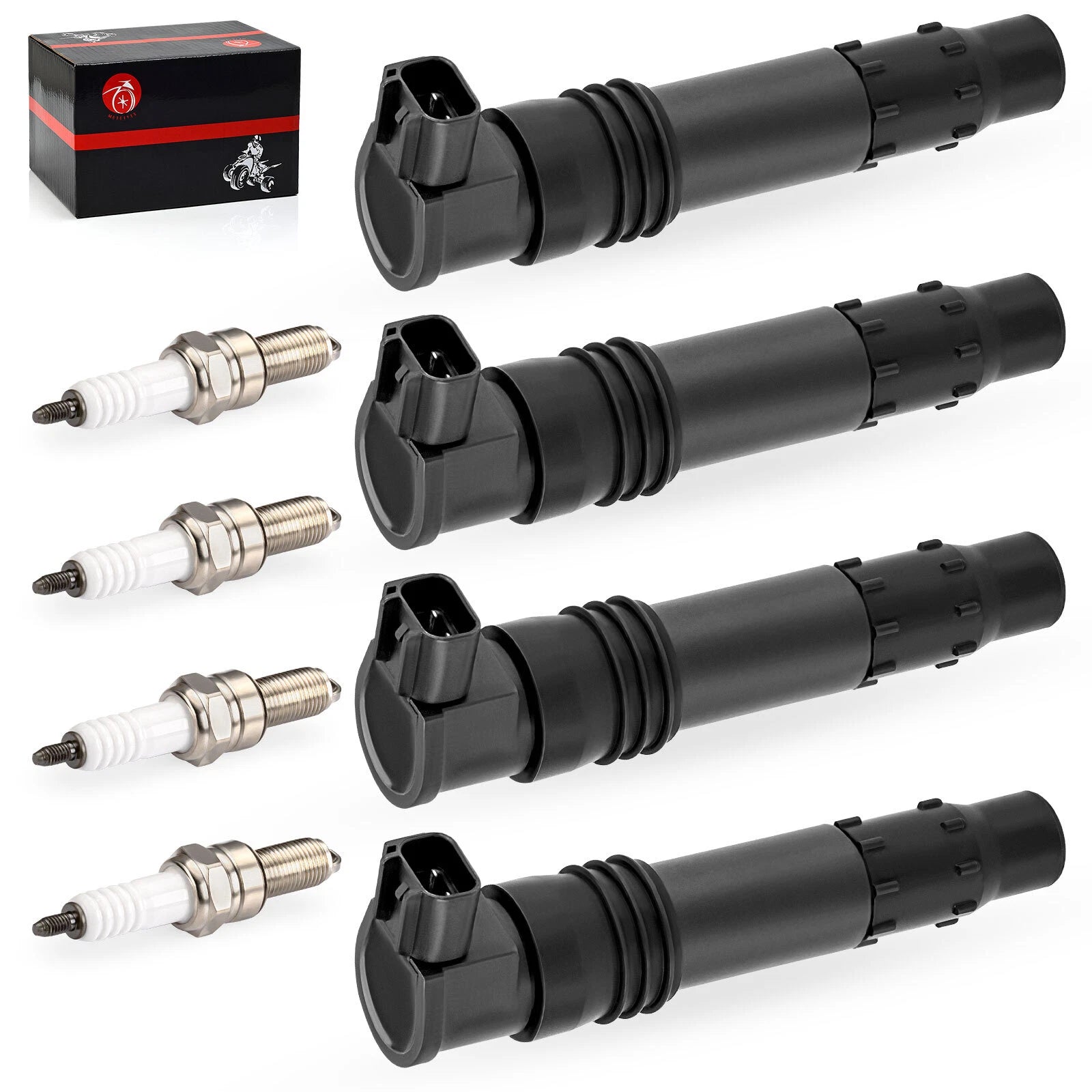 Set of 4 Ignition Coils & Iridium Spark Plugs for Suzuki GSX-R600 GSX-R750 GSX-R1000 (2001–2023)